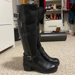 Knee high leather and suede Boots